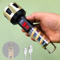 Keychain Plastic ABS Flashlight COB Atmosphere Light Power Display Flashlight Outdoor Emergency Camping Portable Torch