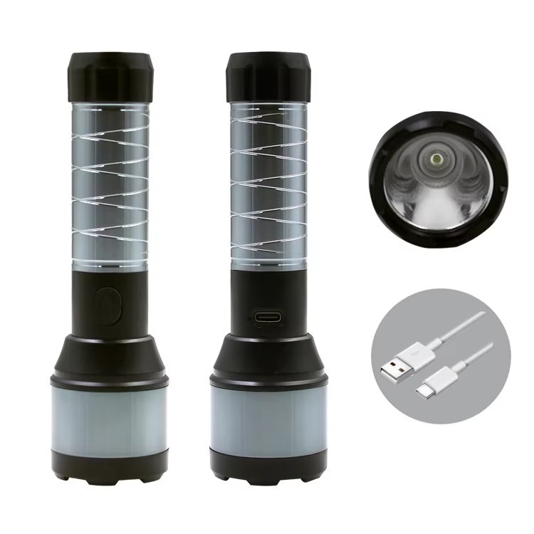 Aluminum Alloy Type-c Rechargeable Torch Self-defense Portable Emergency Flashlight High Brightness Long Distance Flashlight