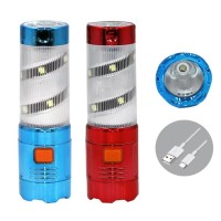 COB LED Solar Flashlight Long-lasting Waterproof Lantern with USB Charging ABS Body Rechargeable Emergency Plastic Torch