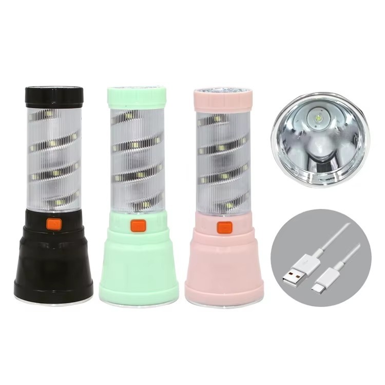 High-Power Plastic ABS Rechargeable Flashlight Long-Life Type-C Side Light Strong Light for Outdoor Camping & Hiking