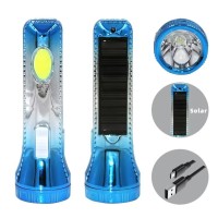 High-Power Rechargeable LED Flashlight Strong Light & Long Life USB Charging Waterproof Solar Plastic ABS Body Hot Sale Africa