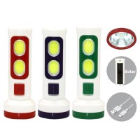 Best-Selling South American Rechargeable LED Solar Flashlight High-Power Long-Life Light with Durable ABS Plastic Body