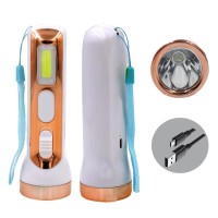 COB High Power Outdoor Mini Flashlight Emergency Bright Flashlight Plastic ABS Lithium Battery USB Rechargeable Torch