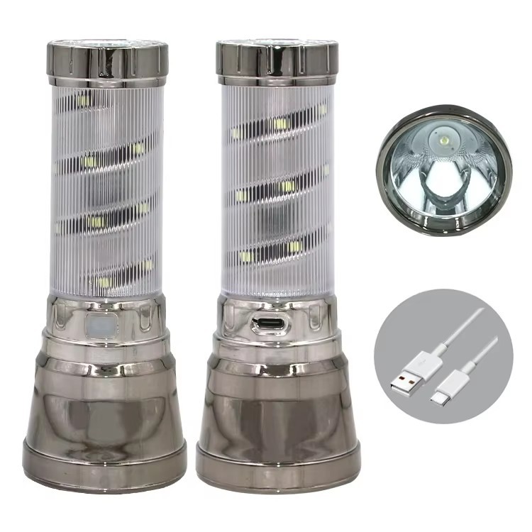 Waterproof LED Flashlight with Strong Emergency Feature 150lm USB Type-C Rechargeable Long-Lasting Light ABS Plastic Body