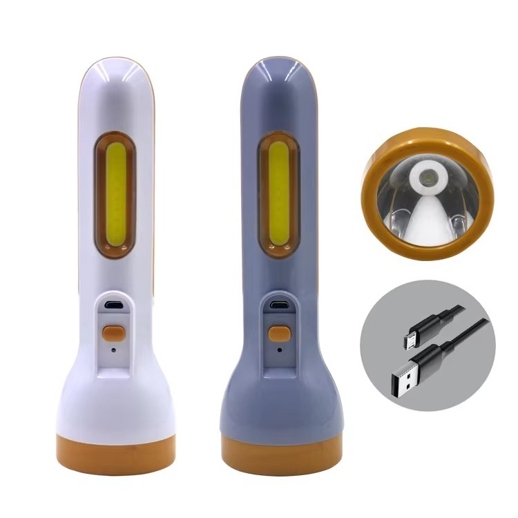 USB Rechargeable 100lm LED Flashlight Waterproof with Strong Emergency Feature Long-Lasting Light in ABS Plastic Body