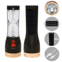 3W Rechargeable LED Solar Flashlight Strong 150lm Light Digital Power Display USB Charging Outdoor Emergency Plastic ABS