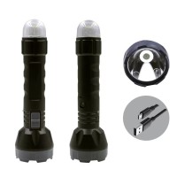 1W Rechargeable LED Flashlight with Strong Light and Tail Light Outdoor Emergency Plastic ABS LED Bulb