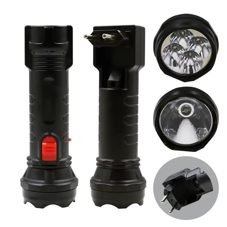Safety Hand Light Stronglite Rechargeable Flashlight Lamp Plastic Emergency Torch Light with White Led Lighting and Brazil Plug