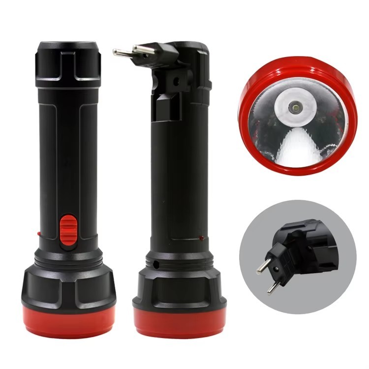 New Design Portable Waterproof LED Brazil Plug Flashlight With ABS Body IP44 Lead Acid Battery Rechargeable Torch for Emergency