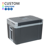 48L Thermo 12 Volt Fridge Electric Camper Refrigerator with Wheels & Handle Outdoor Portable Car Cooler Box 12v
