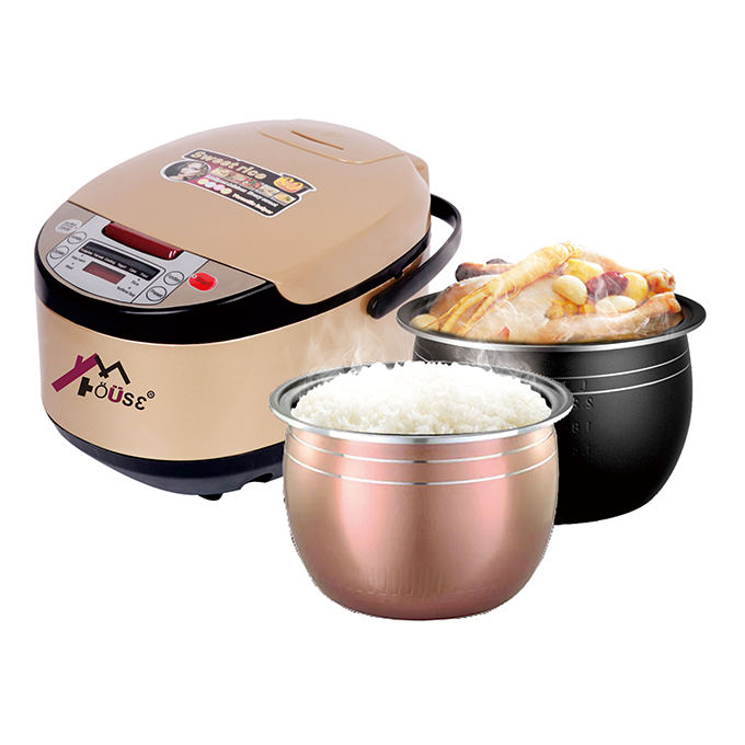 Summeravintagenunisexteel Bstreeton-stick Multi Function Rice Cooker 5 L Square Inner Pot Non-Stick Coating Measuring Cup
