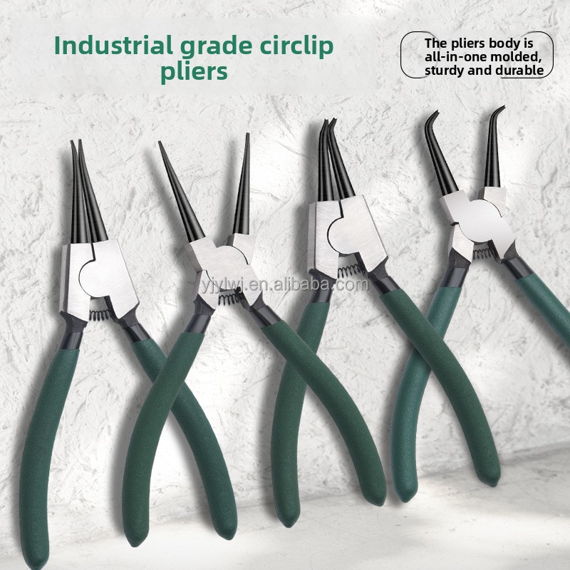 CRV 4PCS Set 7in Snap Ring Circlip Pliers Retaining Clips Plastic Molded Handle Clamping Internal External Pliers Tools