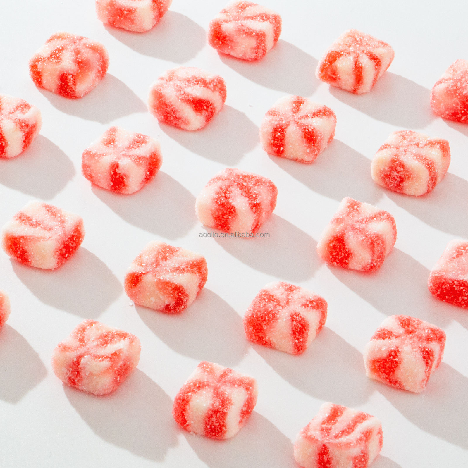 OEM/ODM Factory Wholesale Bulk Sour Sweet Block Jelly Gummies Fruity Strawberry Flavors Square Soft Chewy Fruit Juice Candy Bags