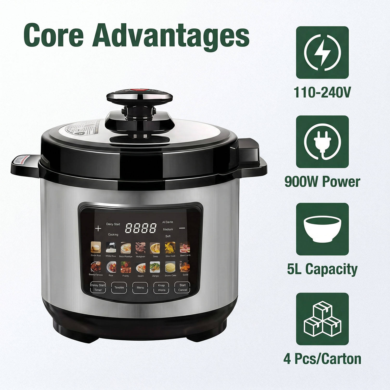 5L/6L/8L Electric Pressure Cooker 900W Global 110V-240V CE CB Certified | Low MOQ OEM ODM Factory