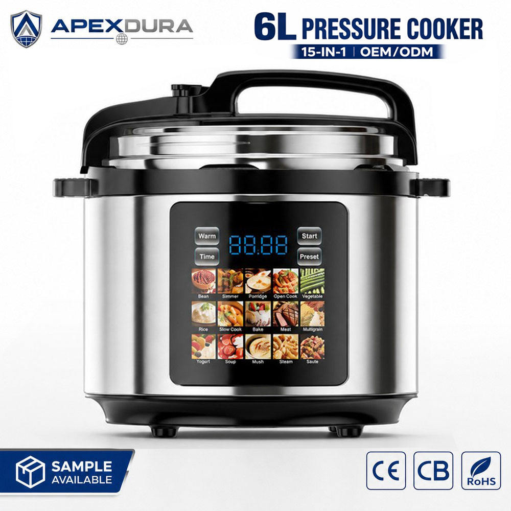 6L Electric Pressure Cooker 15 in 1 Color Touch Panel 24H Timer 220V CE CB OEM Factory