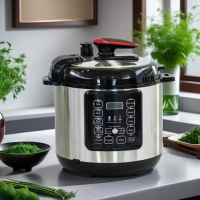 1000Watts 6L Button Control Electric Pressure Cooker Non-Stick Coating Inner Pot Multifunctional Electric Pressure Cooker