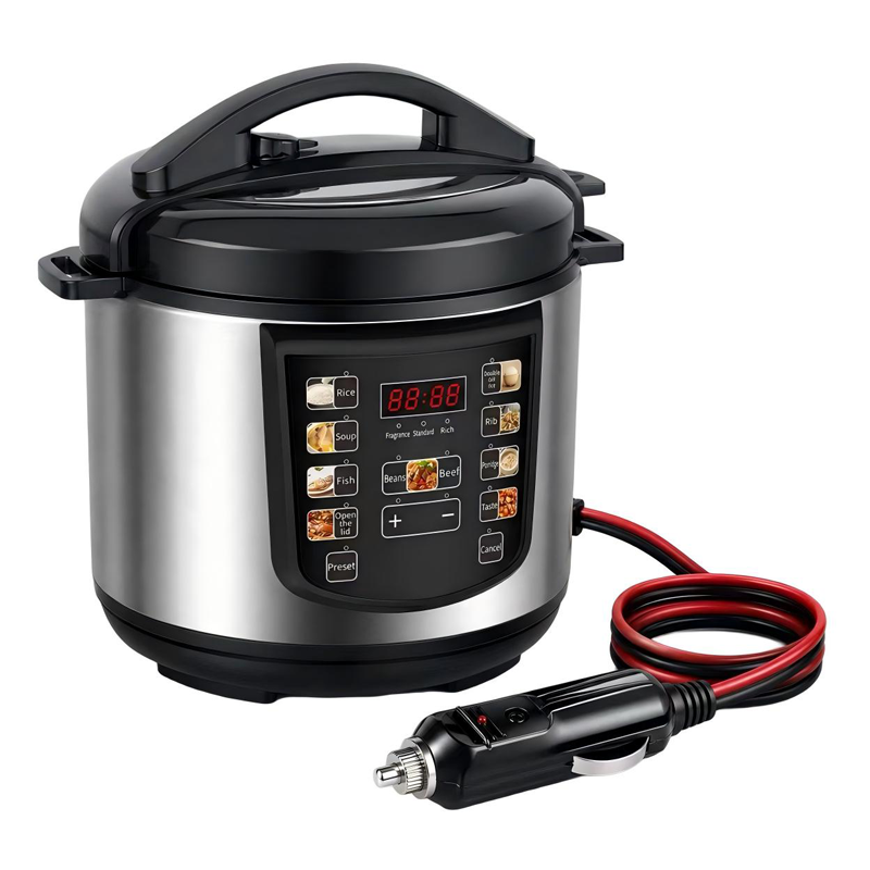 12V 24V 12-in-1 RV Electric Pressure Cooker with 5L 6L Stainless Steel Inner Pot, LED Display Screen, Color Touch Preset Menus
