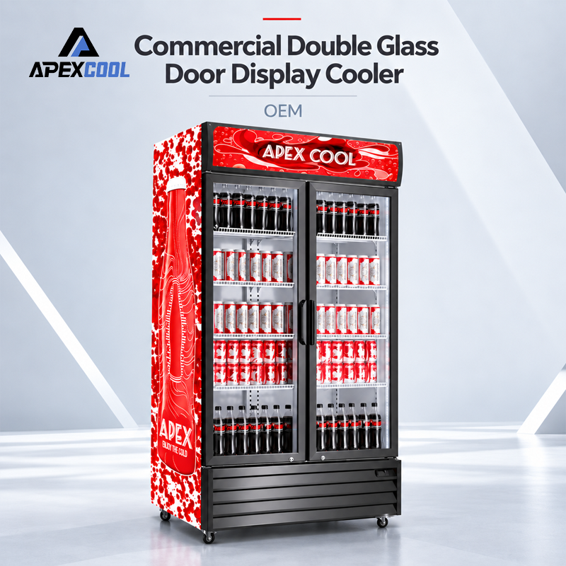 Commercial Upright Glass Door Beverage Display Refrigerator for Supermarket Convenience Store