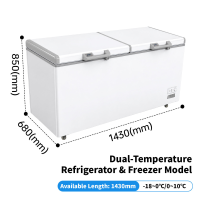 Wholesale Dual Temperature Commercial Chest Freezer Large Capacity Deep Freezer Cold Storage Restaurant Kitchen Equipment OEM CE
