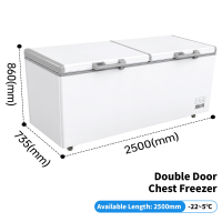 2.5m Commercial Chest Deep Horizontal Freezer Meat Ice Cream Heavy Duty Cold Storage Cold Storage