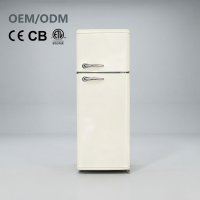 BCD-210VX Retro Refrigerator 219L 7.7Cu.Ft Low Noise Energy Saving Fridge Multi-Color Customizable with Water Dispenser for Home