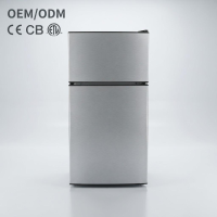 BCD-89U Stainless Steel Top-Freezer Fridge Low Noise Energy Saving Sleek Double Door Refrigerator for Apartment Home Kitchen