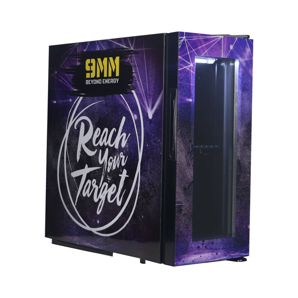 Oumeite SC16 Mini Portable Beverage Cooler Small Fridge with Glass Door for Ice Cream Display Compressor Type